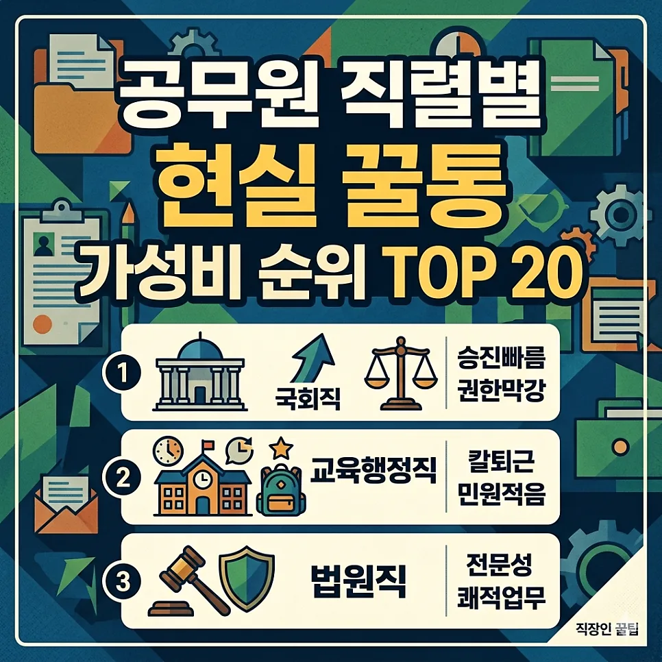 2026년 공무원 직렬별 현실 가성비 순위: 7급 9급 꿀통 분석