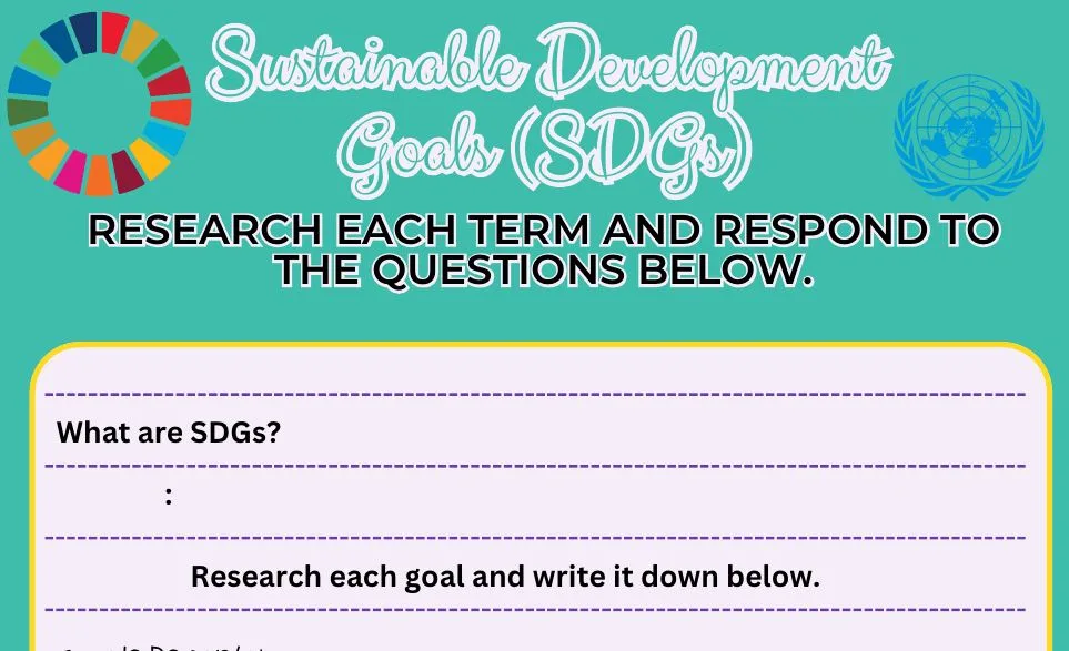 SDGs 지속가능발전목표, IB MYP DP 학생을 위한 영어 워크시트 2026 2