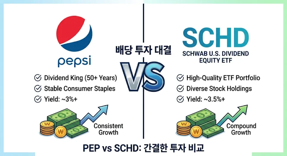 PEP vs SCHD 2026: 배당주 투자 승자는? 5년/10년 수익률 비교 분석