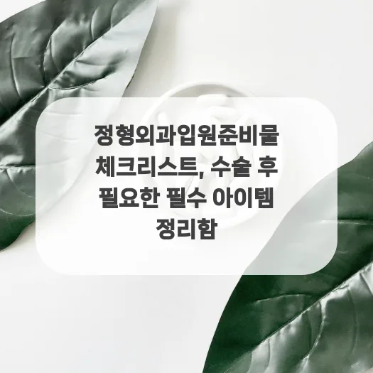 정형외과 입원 준비물 2026: 수술 전 필수 체크리스트와 회복 아이템 — 건강·의학 — qkrrnekdld