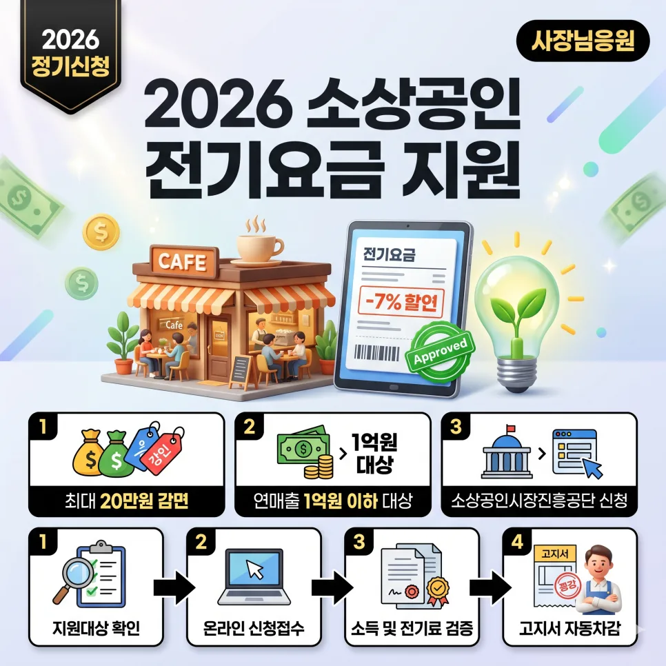 2026년 소상공인 전기요금 지원, 최대 20만원 받는 법은?