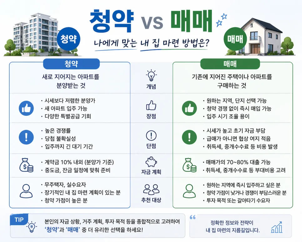 2026년 청약 vs 매매, 현명한 내 집 마련 전략 비교