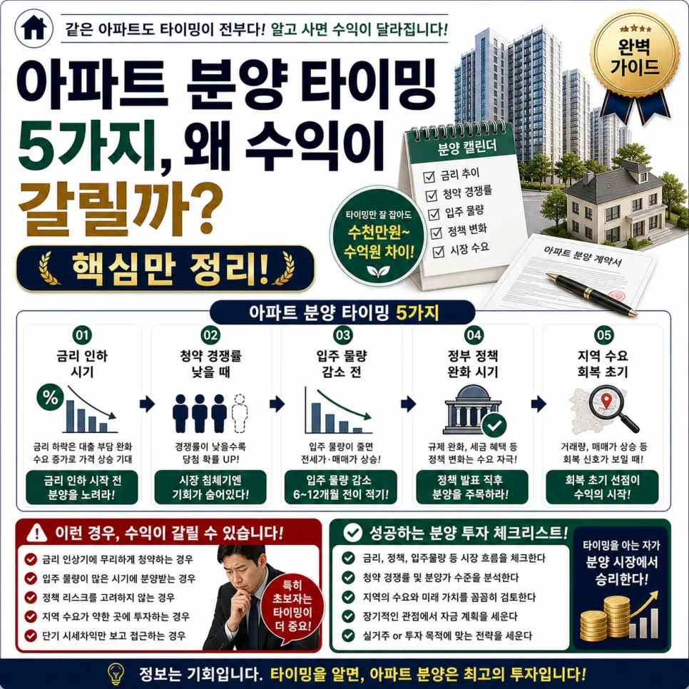 2026년 아파트 분양 타이밍: 수익률 높이는 5가지 핵심 전략