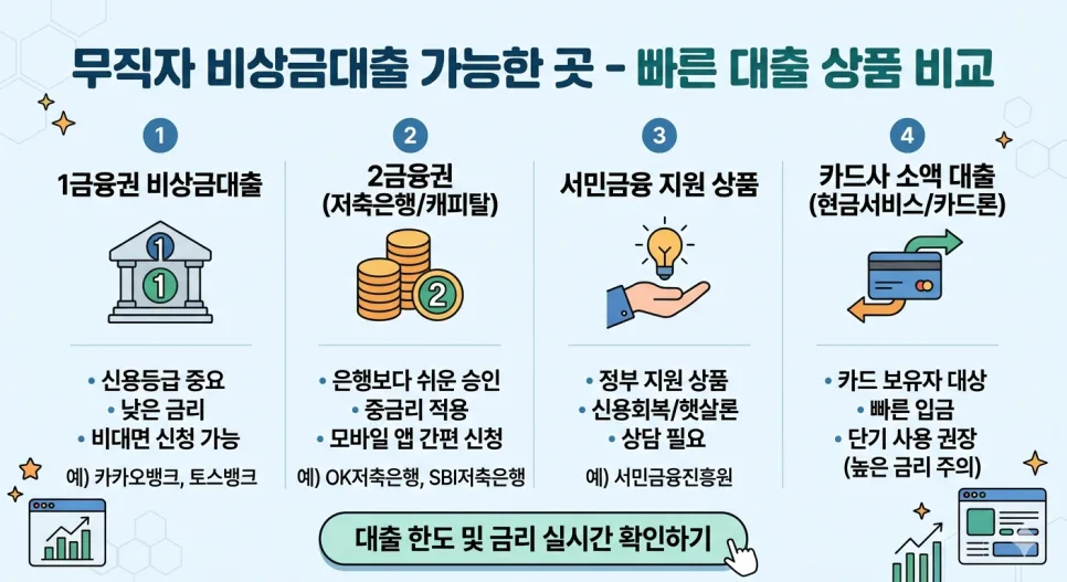 무직자 비상금대출 2026: 가능한 곳과 안전한 선택법 총정리