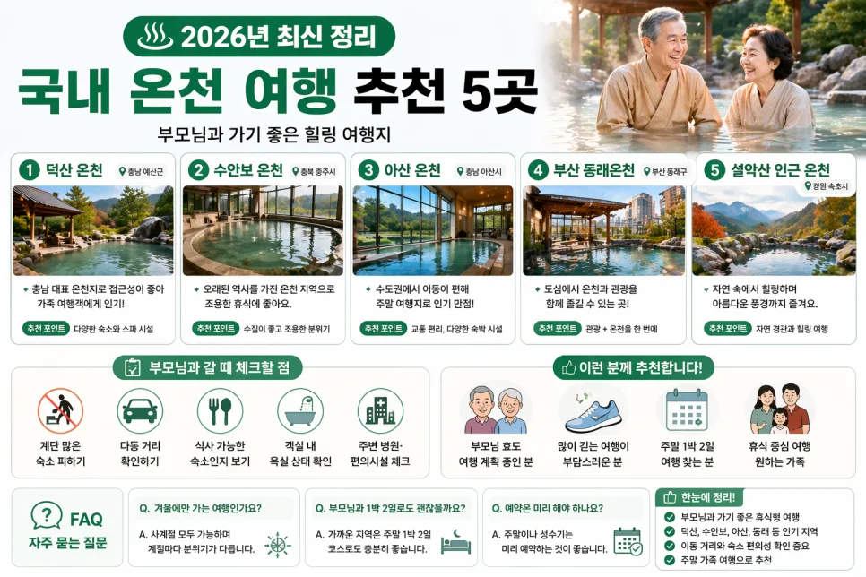 부모님과 온천 여행 2026년 추천 장소 5곳 총정리 3