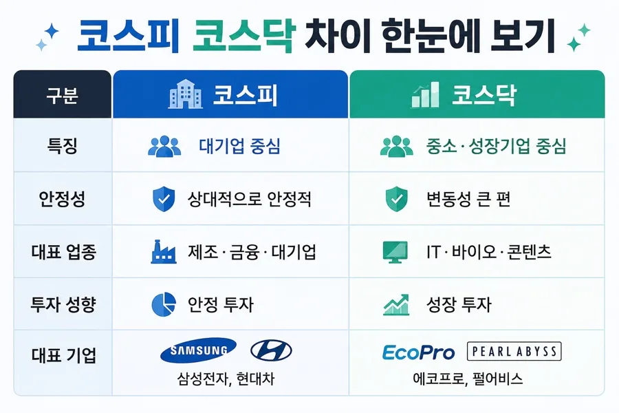 코스피 vs 코스닥 2026년 핵심 차이점 — 주식 초보 필독 가이드 — 비즈니스·경제 — destiny1223