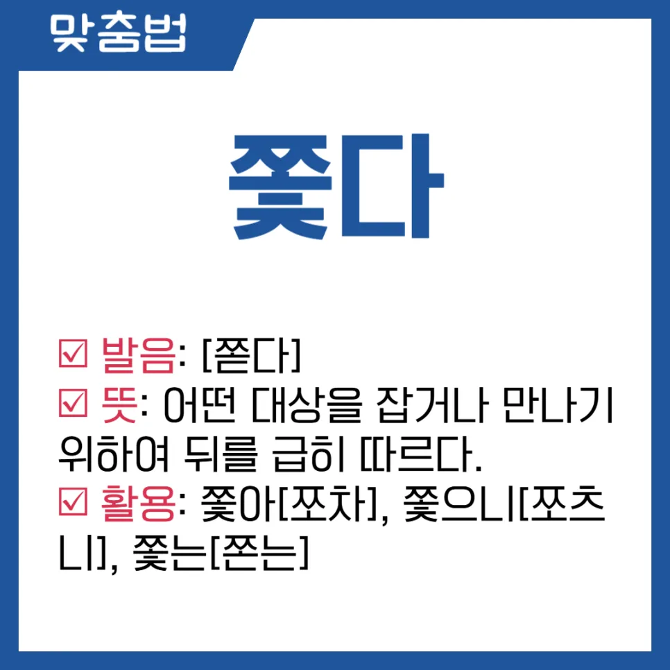 쫓다 좇다 쫒다 맞춤법 정리: 2026년 정확한 뜻과 구분법 2