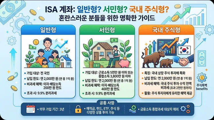 ISA 계좌 종류별 비교 2026: 일반형 vs 서민형, 나에게 맞는 선택은?