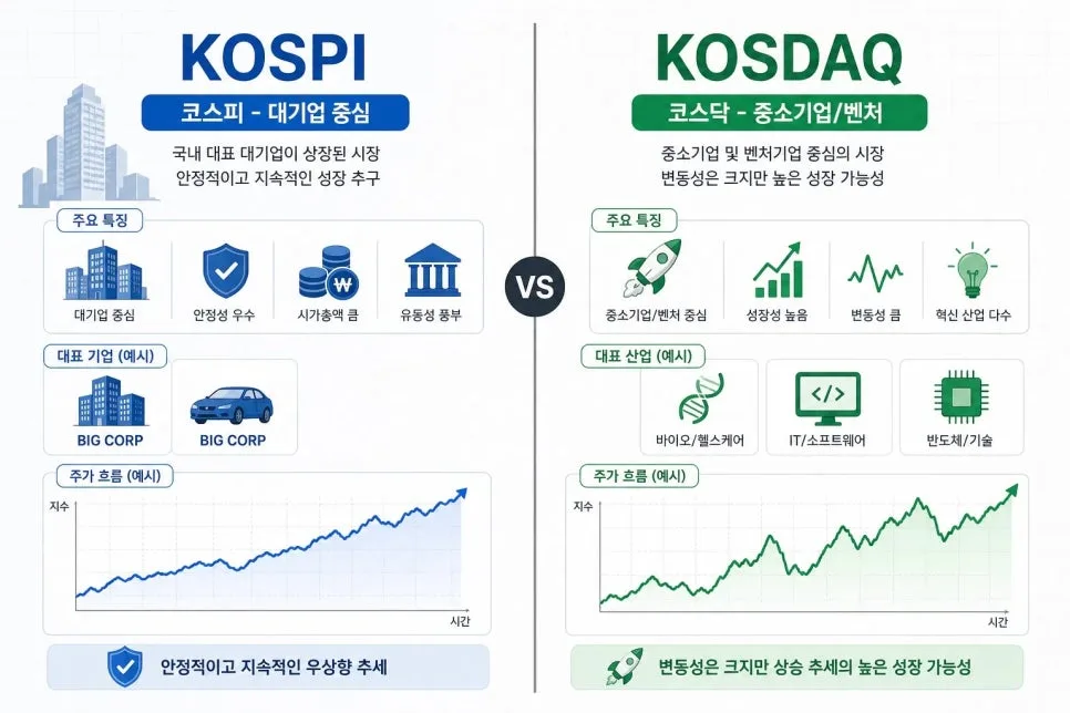 코스피 vs 코스닥 차이점 2026: 투자 성향별 완벽 가이드 2
