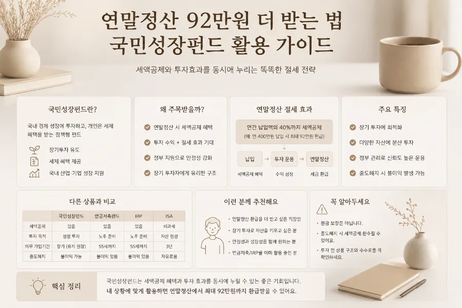 국민성장펀드 2026: 연말정산 92만원 환급 받는 법 총정리