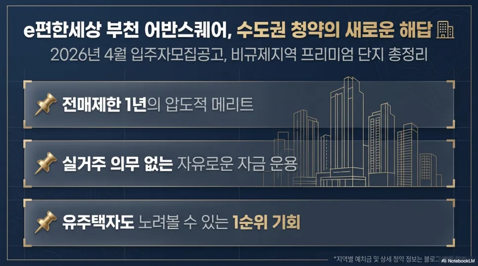 부천 e편한세상 2026년 분양: 실거주 의무 없는 비규제 아파트 핵심 분석 2