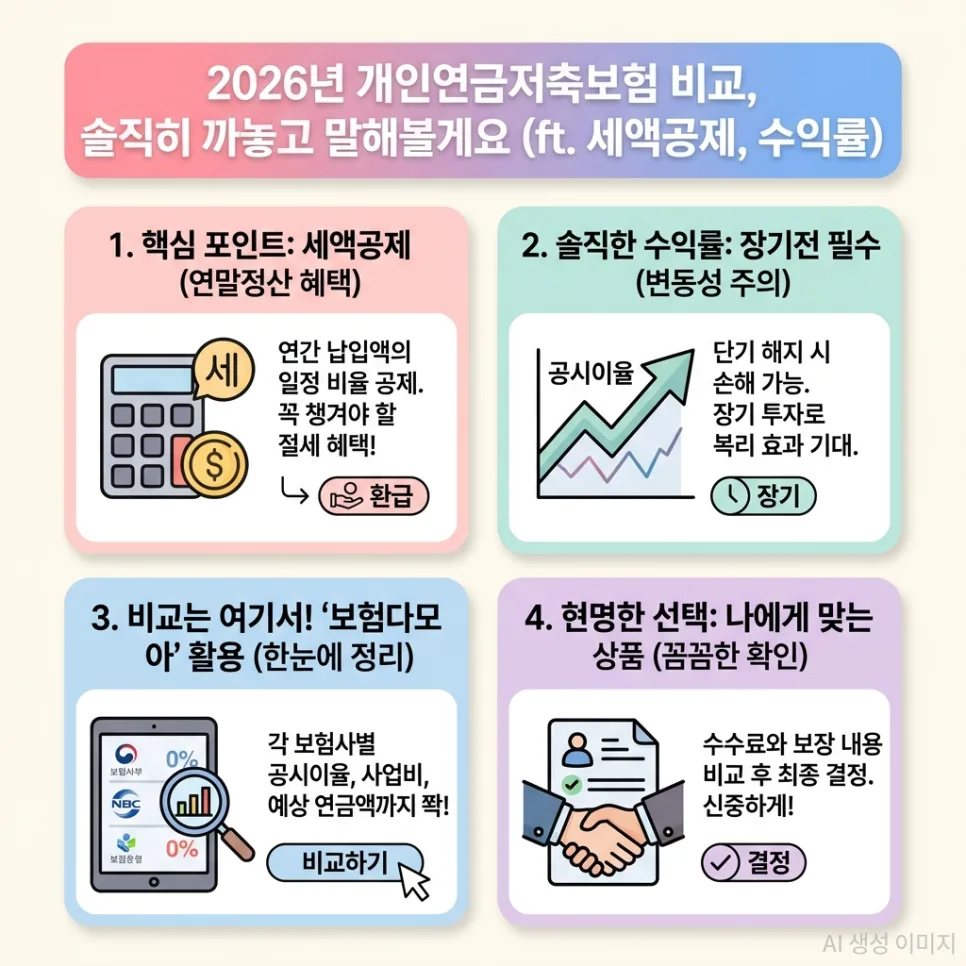 개인연금저축보험 2026년 비교: 세액공제부터 수익률까지 총정리 2