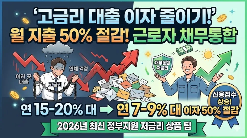 2026년 근로자 채무통합: 고금리 대출 이자 줄이는 저금리 갈아타기