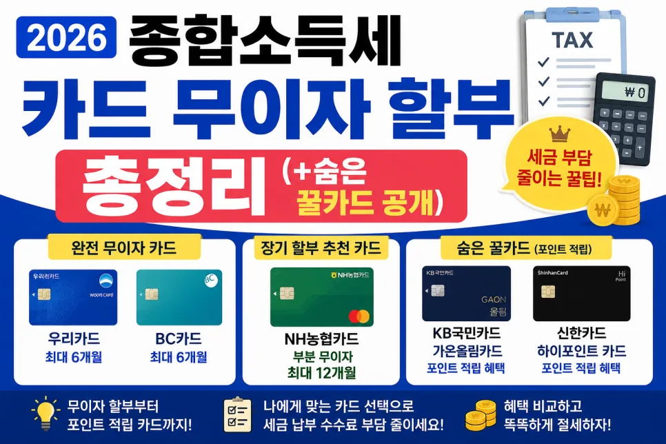 2026 종합소득세 카드 납부: 무이자 할부, 수수료 절약 꿀팁 총정리 2
