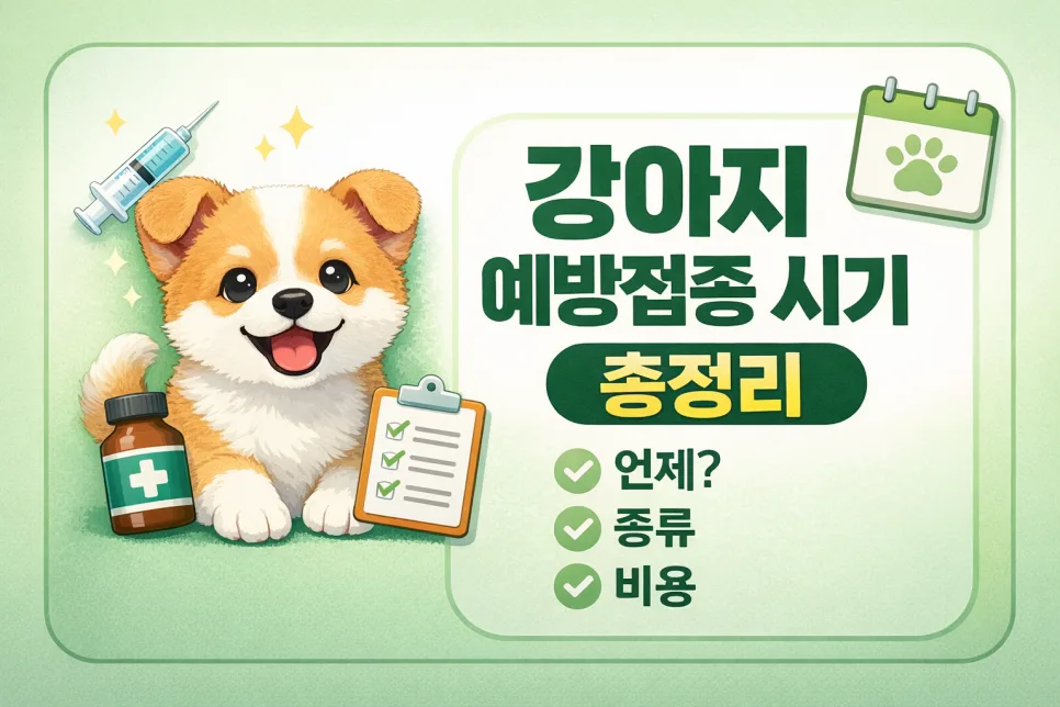 강아지 예방접종 시기 완벽 가이드 2026: 종류, 비용, 부작용 총정리 — 반려동물 — iiii22ii