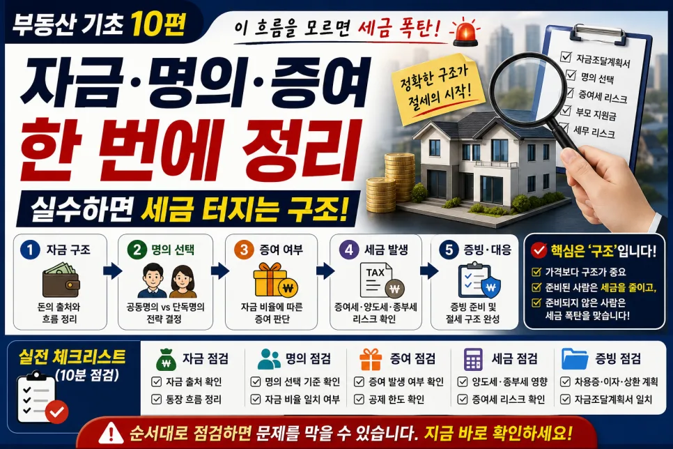 부동산 계약 전 필수 점검: 자금·명의·증여 구조 설계 2026