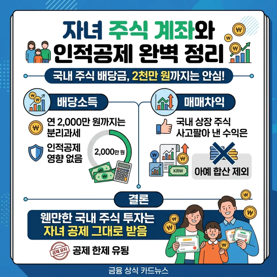 자녀 주식 배당금 2026년 인적공제 영향? 해외주식 주의점 총정리 2