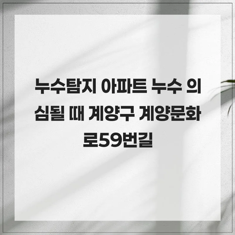 아파트 누수 의심될 때 대처법 2026: 계양구 누수탐지 전문가 진단 — 사회·시사 — mine123513