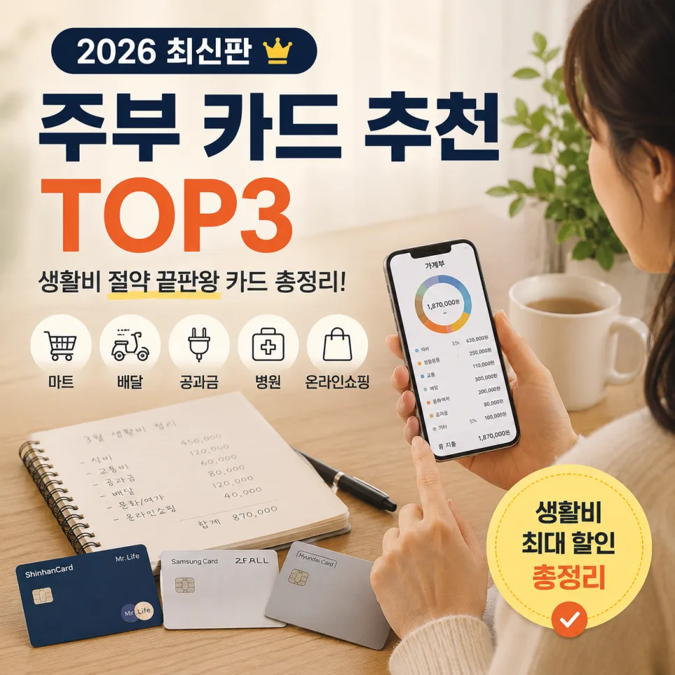 2026 주부 카드 추천: 생활비 절약 TOP3 카드 비교 분석