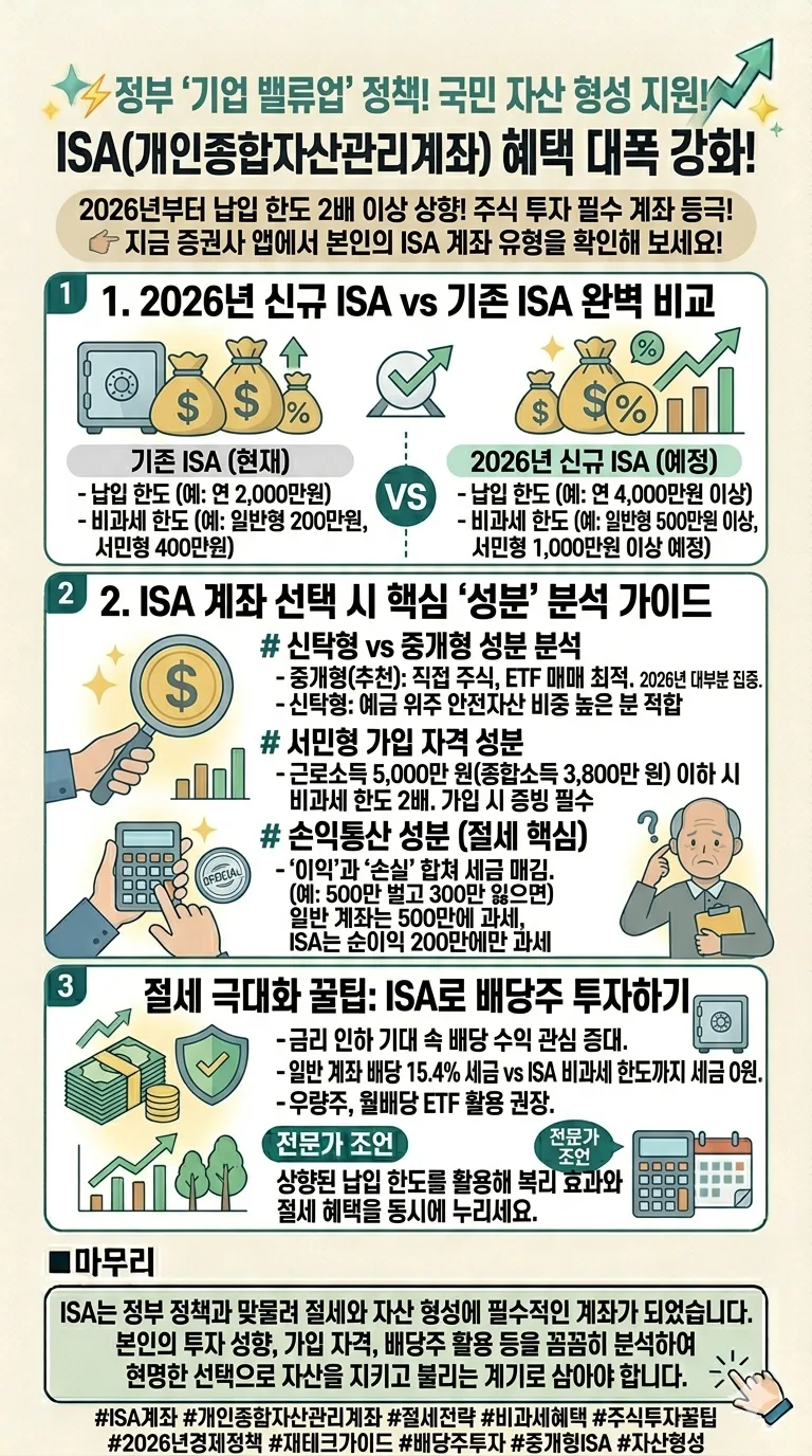 ISA 계좌 한도 3억 상향? 2026년 절세 혜택 완벽 분석