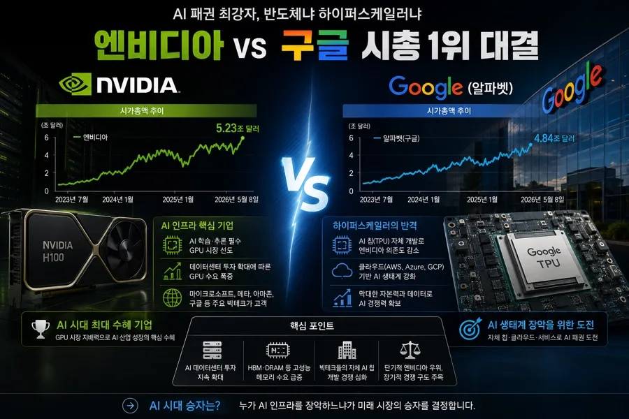 AI 시대 엔비디아 vs 구글: 2026년 시총 경쟁 승자는?
