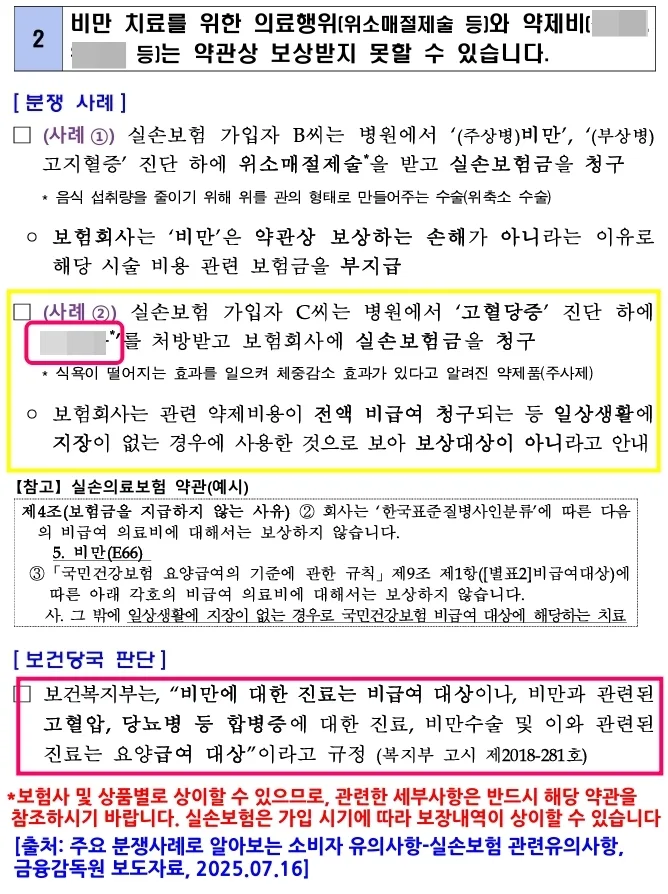 실손보험 보상 제외 항목 2026년 최신 총정리: 보습제, 신경성형술, 비만치료 2