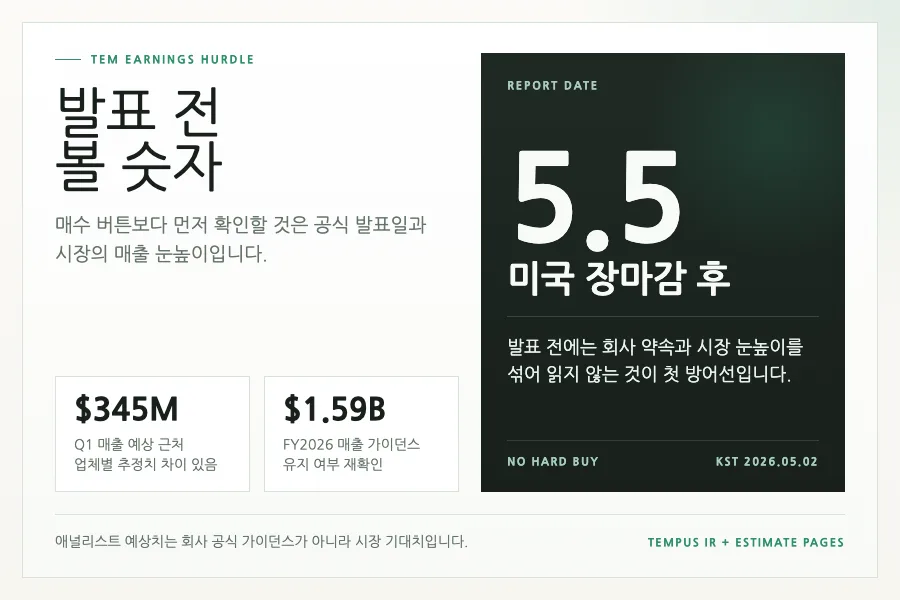 템퍼스AI 1분기 실적 발표 전 매수 전략 2026