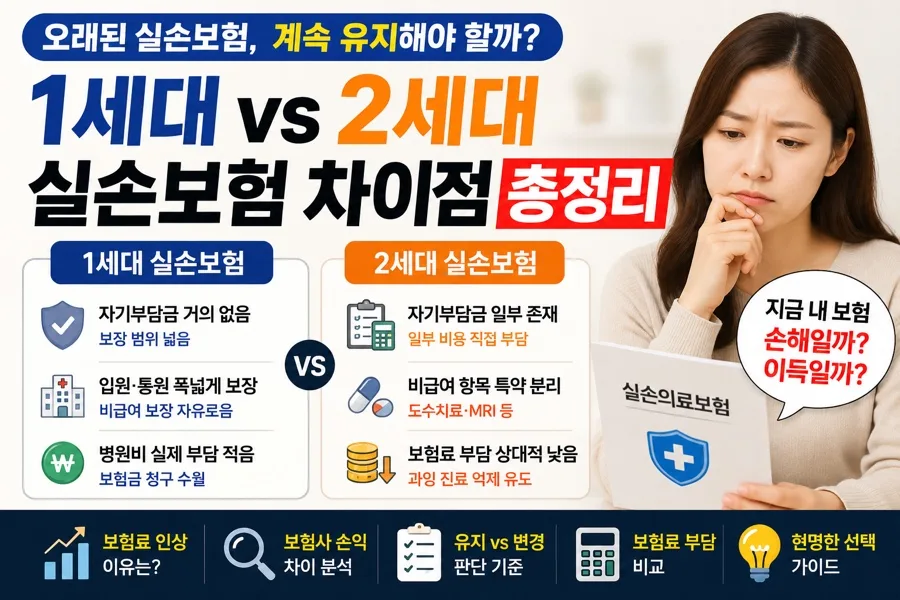 1세대 vs 2세대 실손보험 비교: 보험료와 보장 2026년 총정리