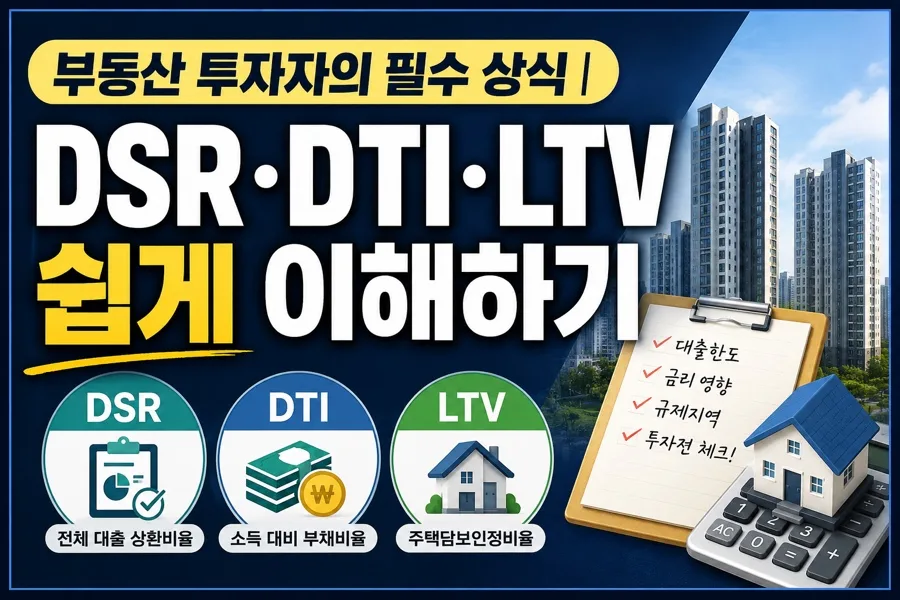 2026년 부동산 대출 규제 핵심: DSR·DTI·LTV 쉽게 이해하기