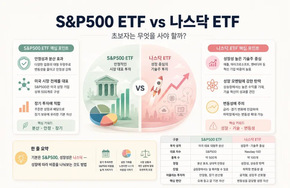 S&P500 ETF vs 나스닥 ETF, 2026년 어떤 투자가 유리할까?