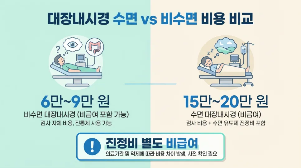 2026년 대장내시경 수면비용, 비수면과 얼마 차이날까? 2