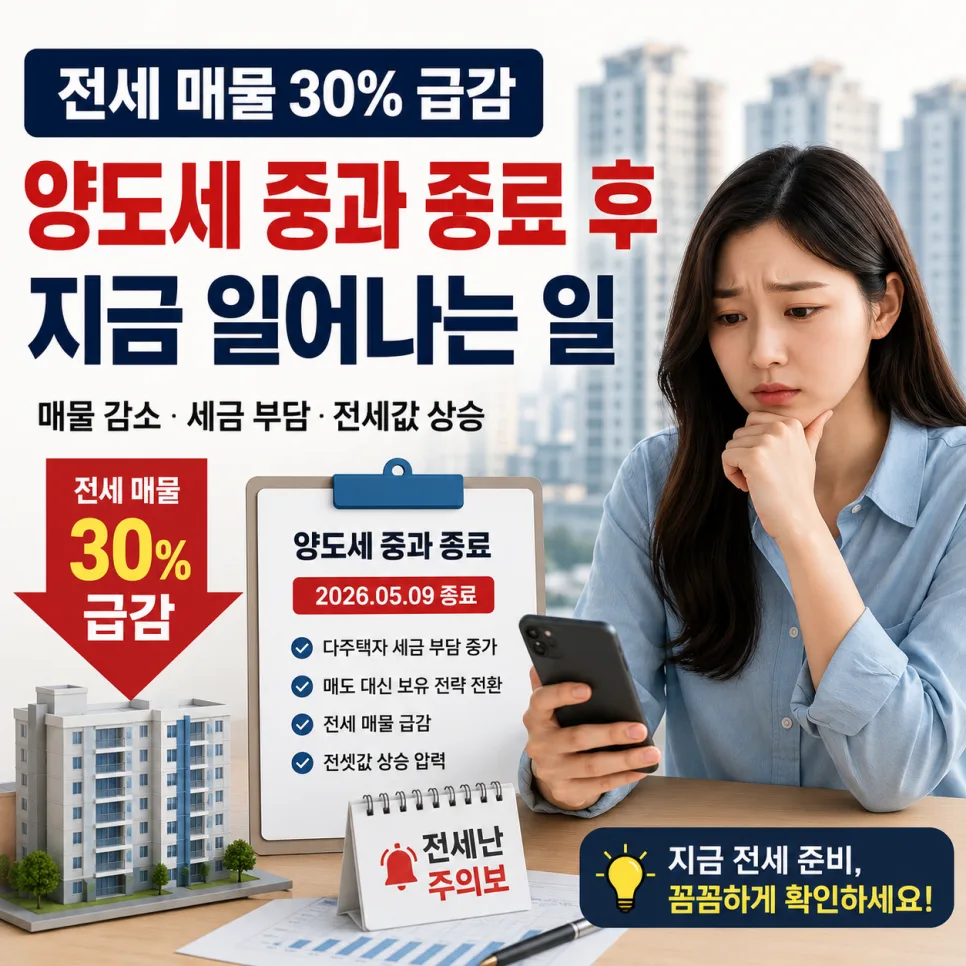 전세 매물 급감 2026: 양도세 중과 종료 후 시장 변화와 대비책 — 비즈니스·경제 — pixpaper