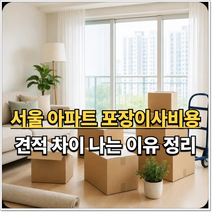 서울 아파트 포장이사 비용, 2026년 최저가 비교 핵심 가이드 — 일상·에세이 — sono0113