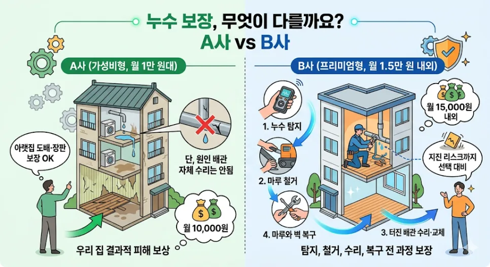 주택 화재보험 누수 보장 2026: A사 vs B사 비교 분석 2