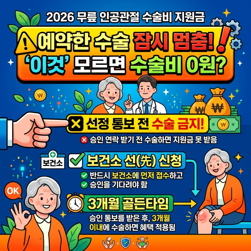 무릎 인공관절 수술 지원금 2026: 최대 240만원 신청 방법 총정리 2