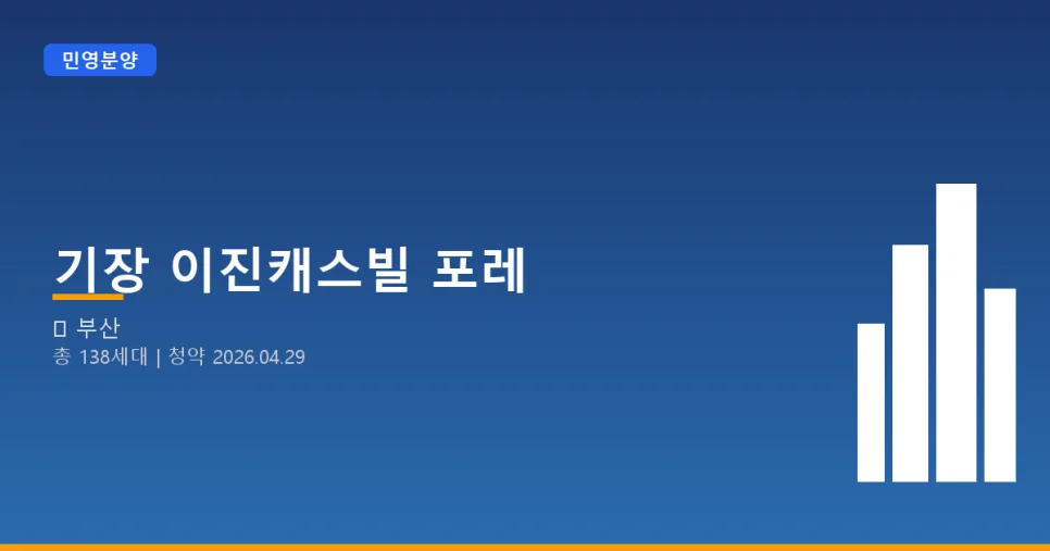 기장 이진캐스빌 포레 분양가 2028년 입주 조건 총정리