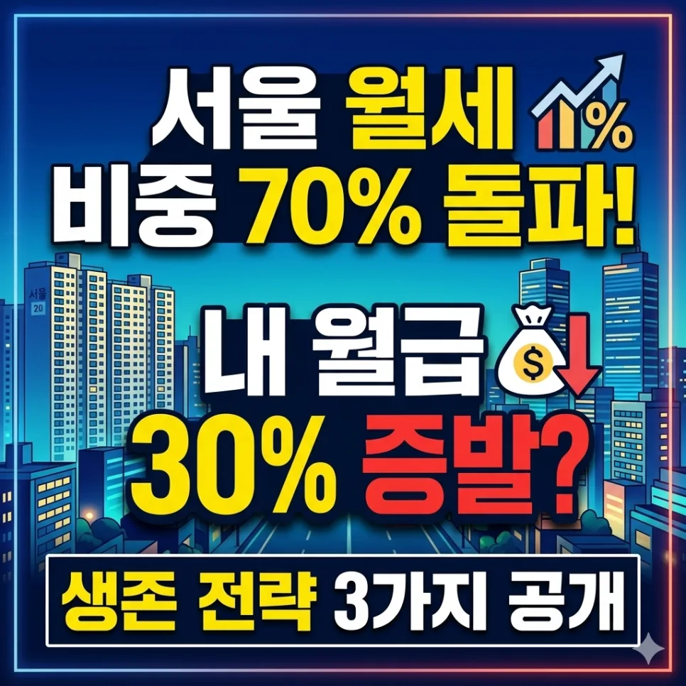 서울 월세 비중 70% 돌파, 월급 증발 막는 생존 전략 2026