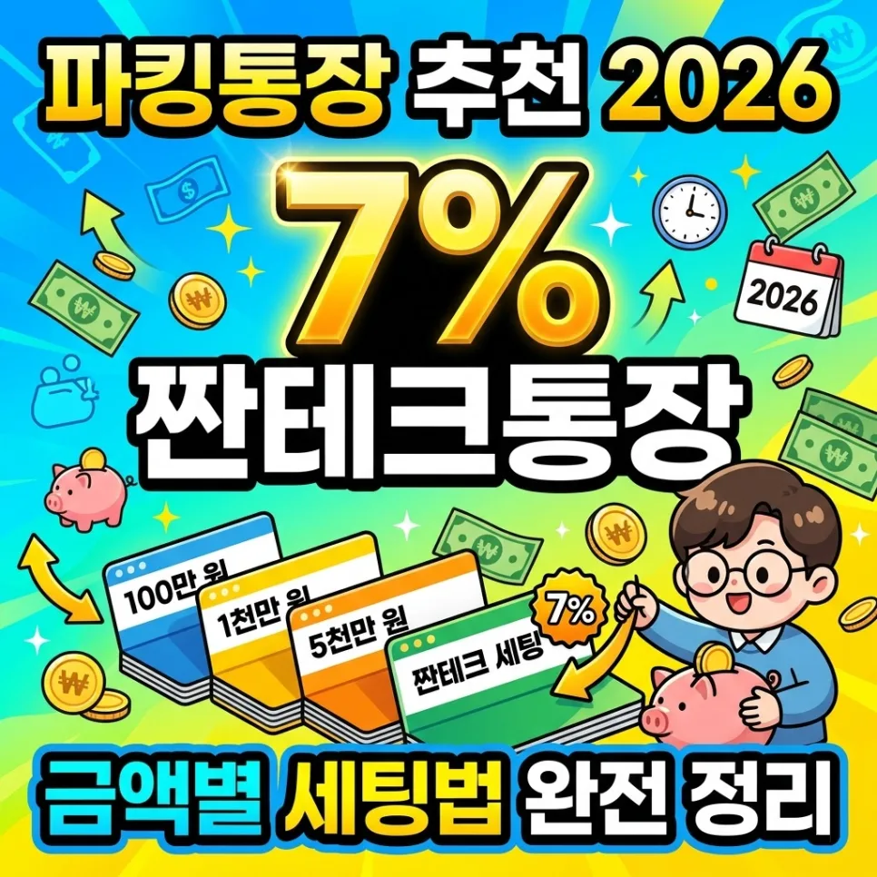 파킹통장 2026년 추천: 비상금 굴려 연 7% 이자 받는 법