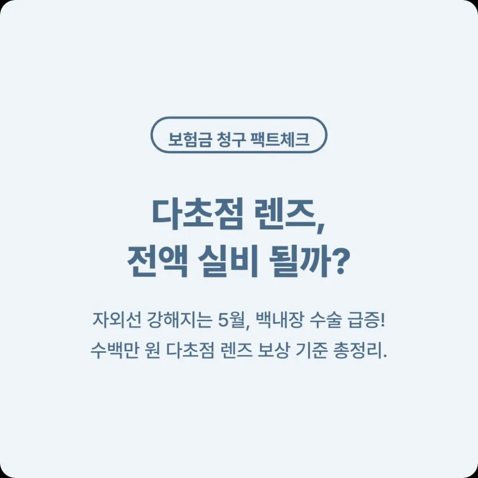 백내장 수술 실비 보험 2026년, 다초점 렌즈 보상 기준 총정리