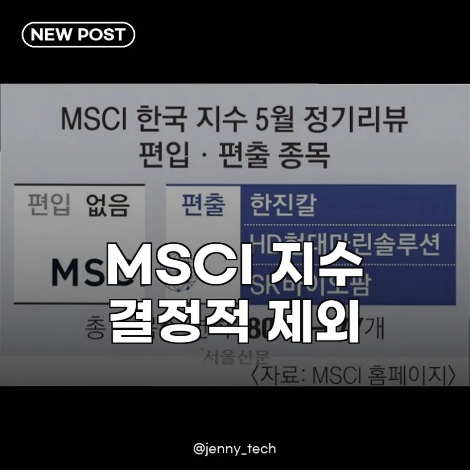 MSCI 한국 지수 제외 종목 2026: 한진칼, HD현대마린솔루션 영향 분석 — 비즈니스·경제 — jenny_tech