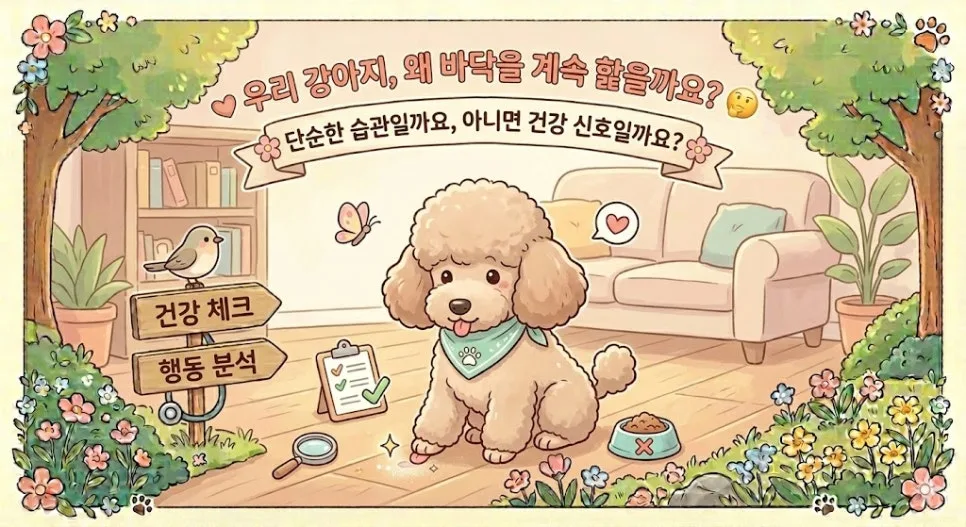 강아지 바닥 핥는 이유 2026: 위장·스트레스·통증 신호 총정리 2