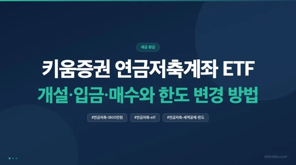 키움증권 연금저축계좌 ETF 2026: 개설부터 세액공제까지 완벽 가이드