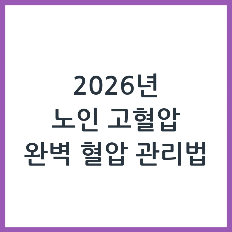 2026년 노인 고혈압, 가정 혈압 관리 핵심 3가지 — 건강·의학 — obadiah_100