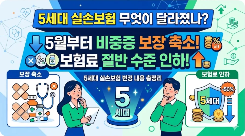 5세대 실손보험, 2026년 개편 핵심 정리: 보험료 절반? 보장 축소?
