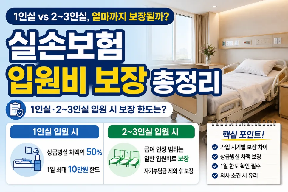 실손보험 1인실 입원비 보장 한도 2026년 총정리