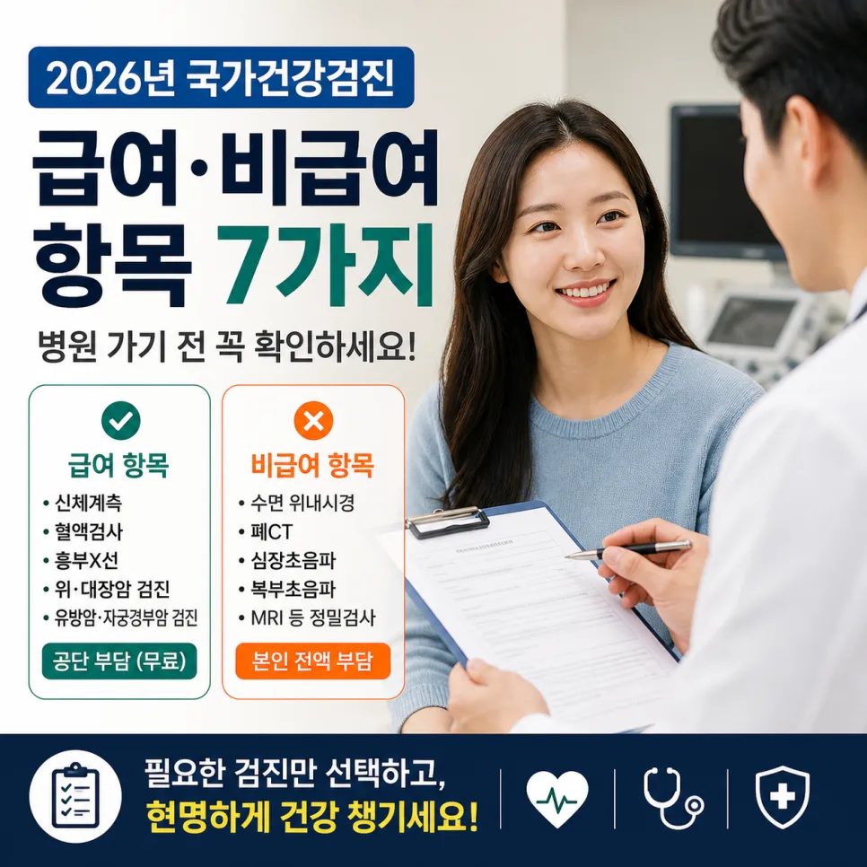 2026 국가건강검진 급여/비급여 항목 총정리: 5만원 추가 비용 왜 나올까?