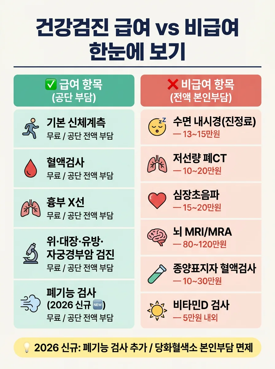 2026 국가건강검진 급여/비급여 항목 총정리: 5만원 추가 비용 왜 나올까? 2