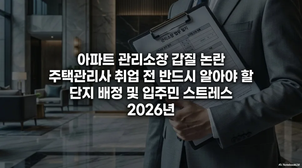 아파트 관리소장 현실 2026: 갑질 속 취업 생존 전략