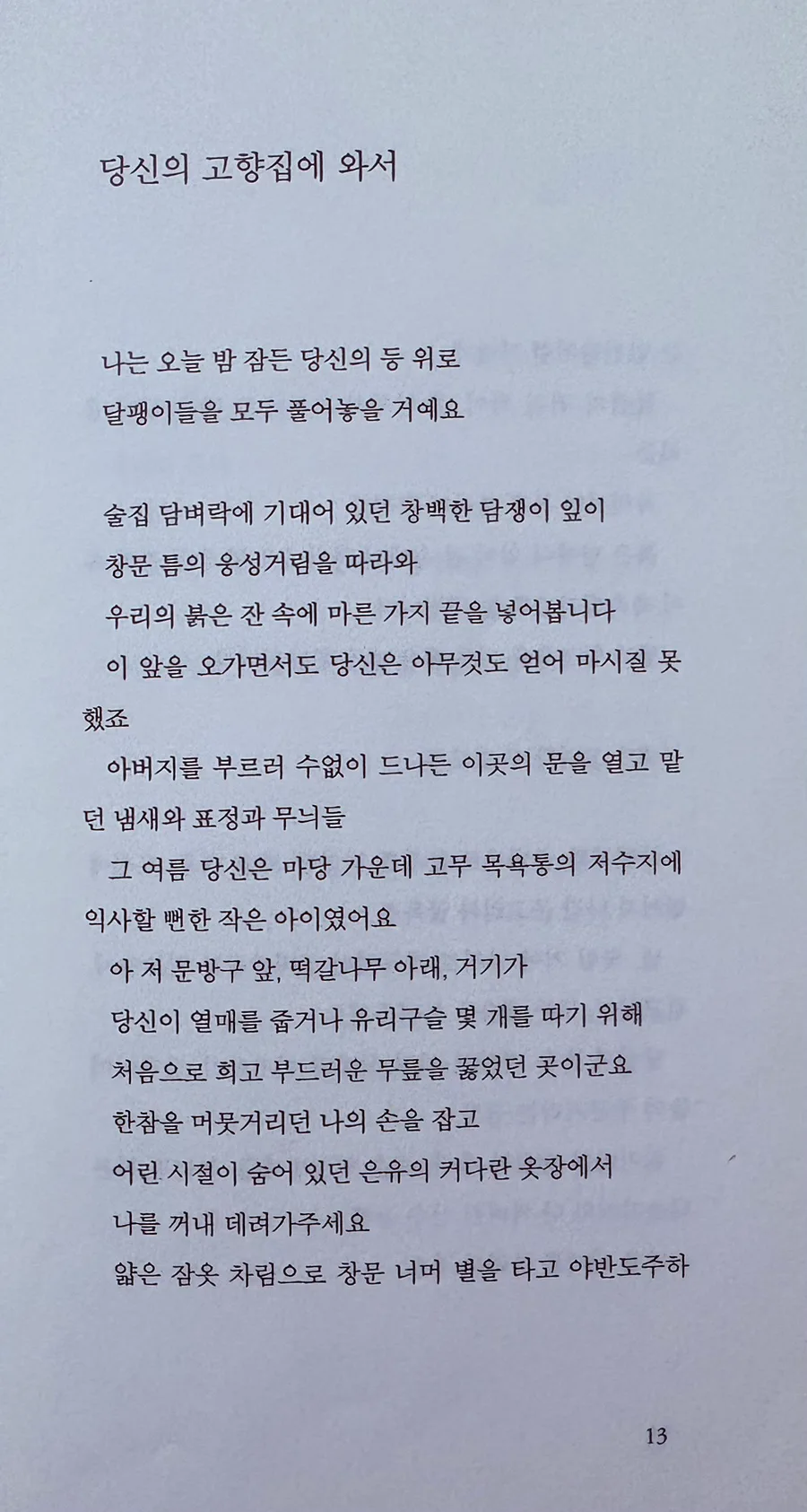 진은영 시 '당신의 고향 집에 와서' 해설 및 분석 2026 3