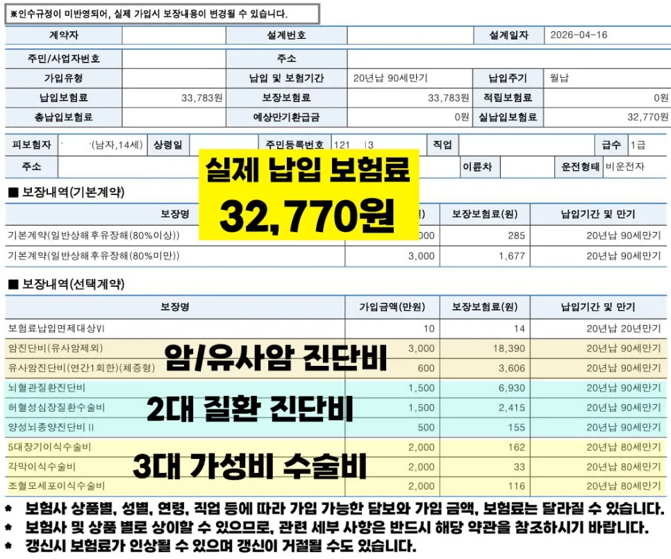 2026년 중학생 보험료, 3만원대로 90세까지 보장받는 비결 2